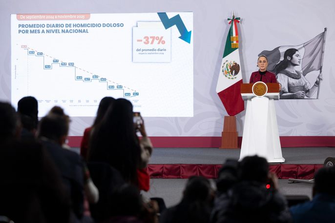 HOMICIDIOS DOLOSOS DISMINUYEN 37% DE SEPTIEMBRE 2024 A NOVIEMBRE 2025